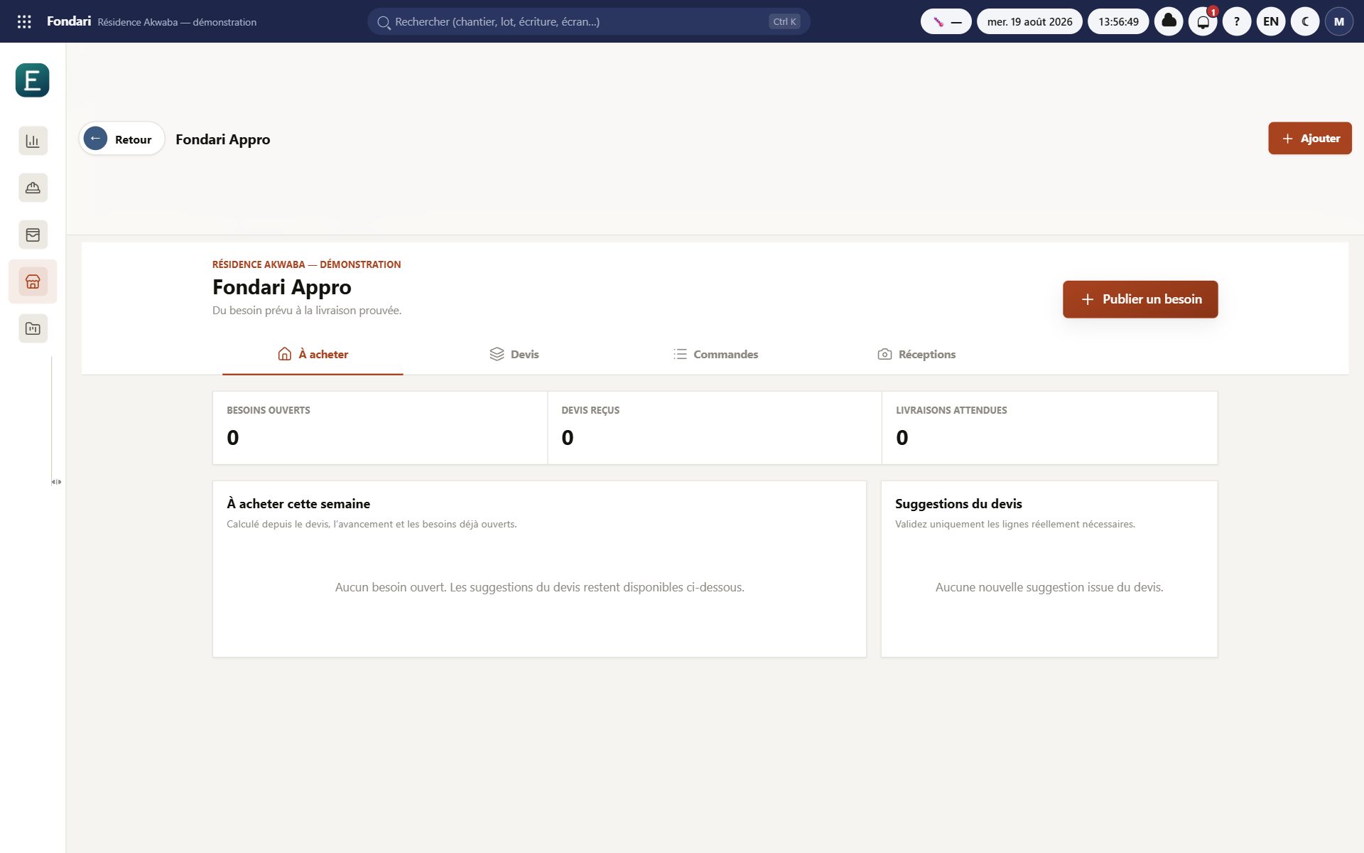 Marketplace et module d’approvisionnement Sikabâti sur ordinateur